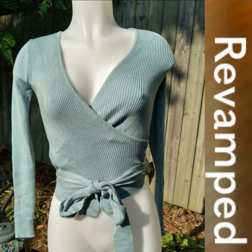 Size S blue long sleeve revamped sweatshirt